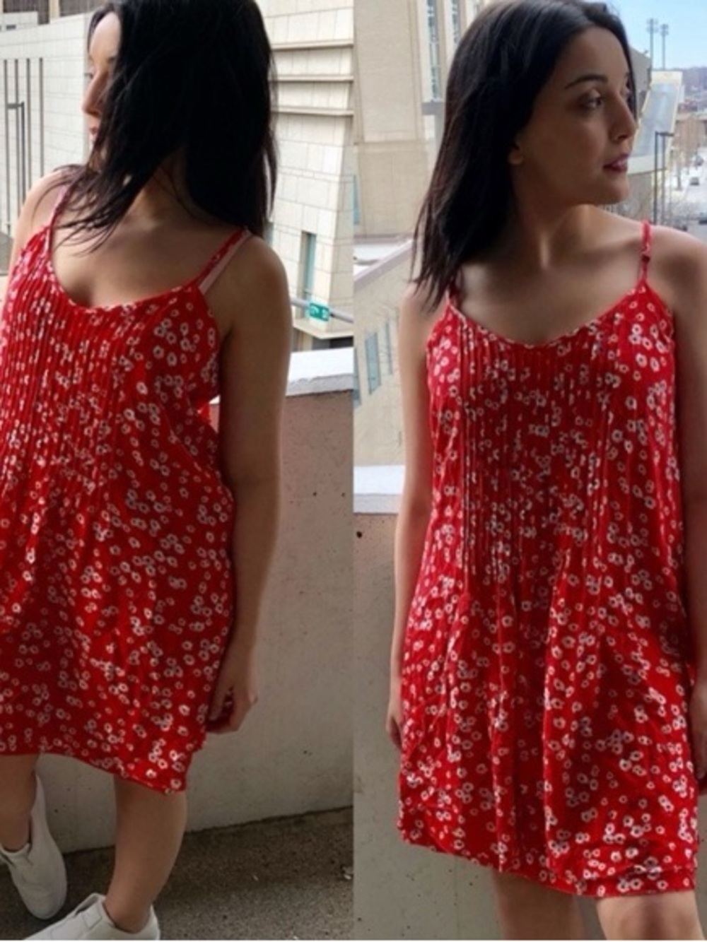 Sanctuary coral floral print mini dress racerback white floral